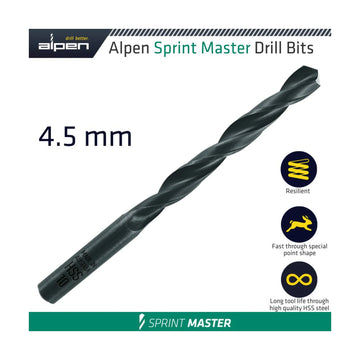 Alpen HSS Sprint Master 4.5mm X1 615045 Sleeved Din338 Alpen Drill Bit - image 01