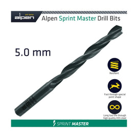 Alpen HSS Sprint Master 5mm X1 Sleeved Din338 Alpen Drill Bit - image 01