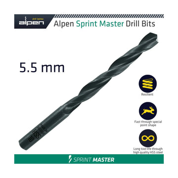 Alpen HSS Sprint Master 5.5mm X1 615055 Sleeved Din338 Alpen Drill Bit - image 01