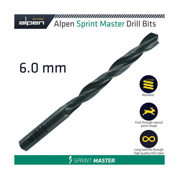 Alpen HSS Sprint Master 6mm X1 Sleeved Din338 Alpen Drill Bit - image 01