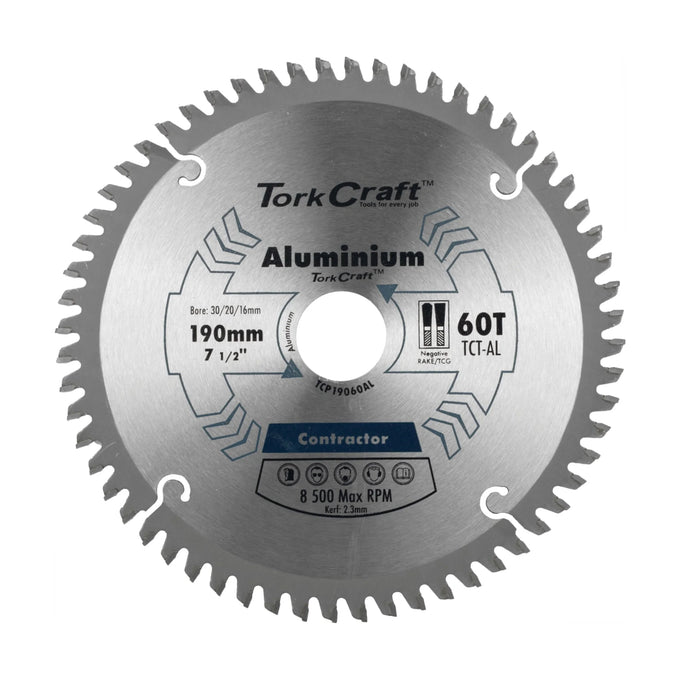 Tork Craft Blade Contractor Alum 190 X 60t 30/20/16 Circular Saw TCT - image 01
