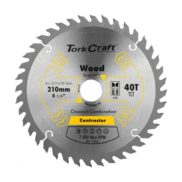 Tork Craft Blade Contractor 210 X 40t 30-1-20-16 Circular Saw TCT - image 01