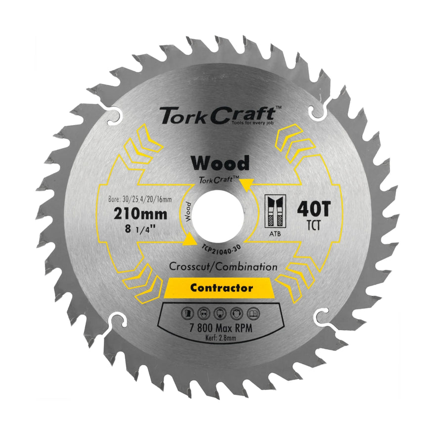 Tork Craft Blade Contractor 210 X 40t 30-1-20-16 Circular Saw TCT - image 01