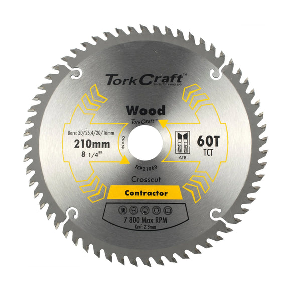 Tork Craft Blade Contractor 210 X 60t 30-1-20-16 Circular Saw TCT - image 01