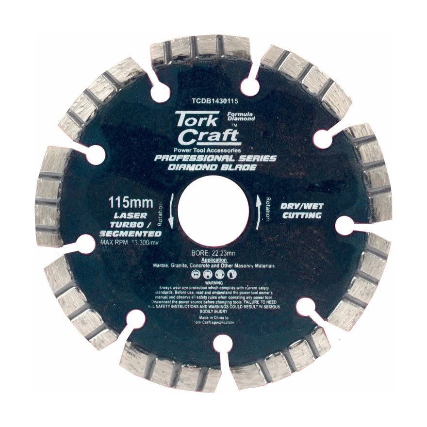 Tork Craft Diamond Blade 115mm Turbo Segmented Laser Welded Industrial - image 01