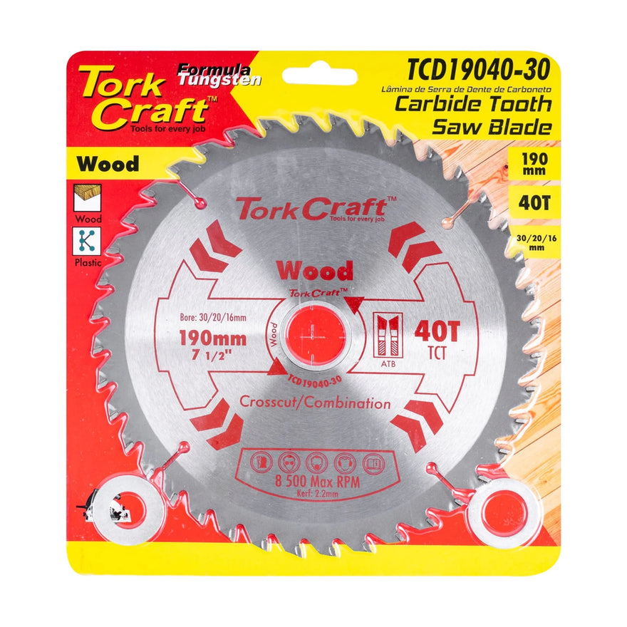 Tork Craft Blade TCT 190 X 40t 30/20/16mm General Purpose Combination - image 01