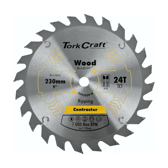 Tork Craft Blade Contractor 230 X 24t 16mm Circular Saw TCT - image 01