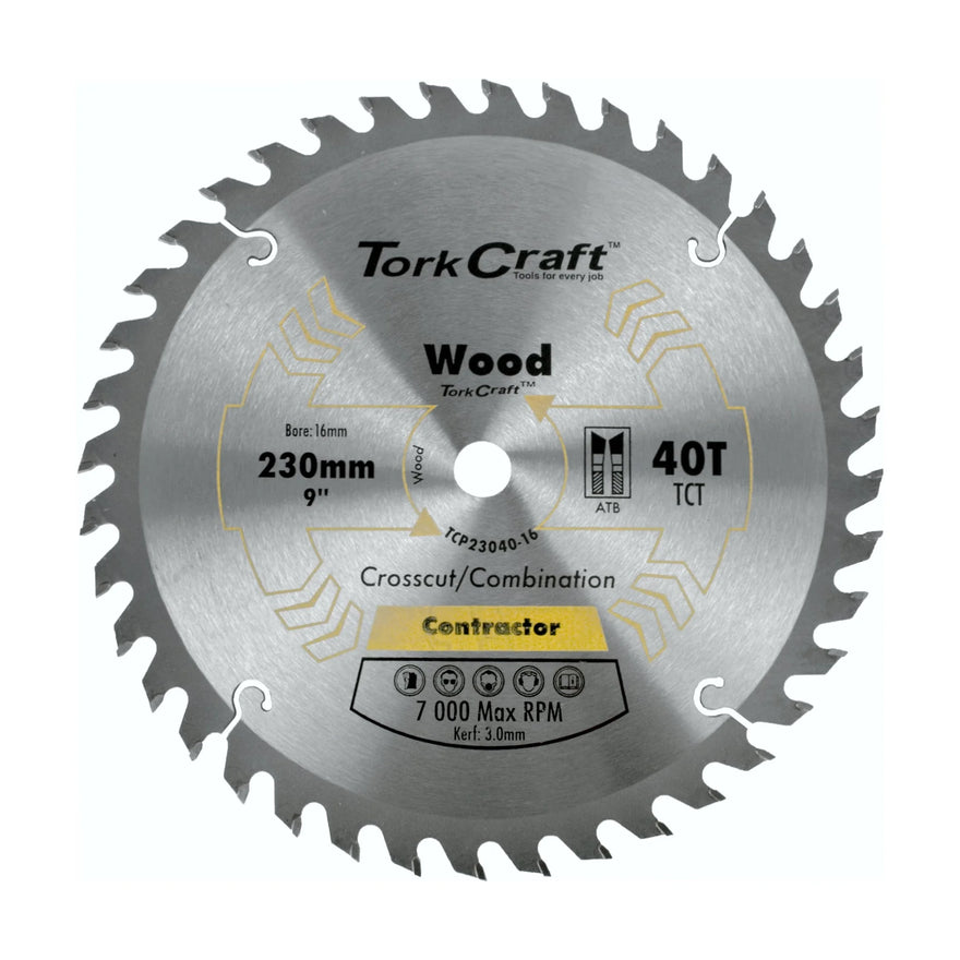 Tork Craft Blade Contractor 230 X40t 16mm Circular Saw TCT - image 01
