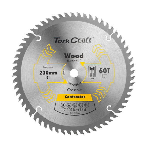 Tork Craft Blade Contractor 230 X 60t 16mm Circular Saw TCT - image 01