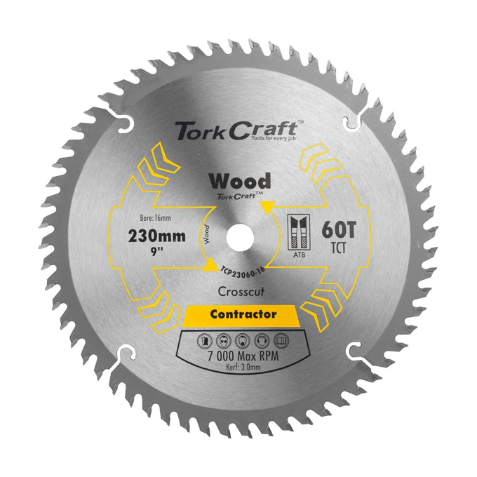 Tork Craft Blade Contractor 230 X 60t 16mm Circular Saw TCT - image 01