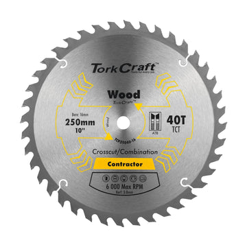 Tork Craft Blade Contractor 250 X 40t 16mm Circular Saw TCT - image 01