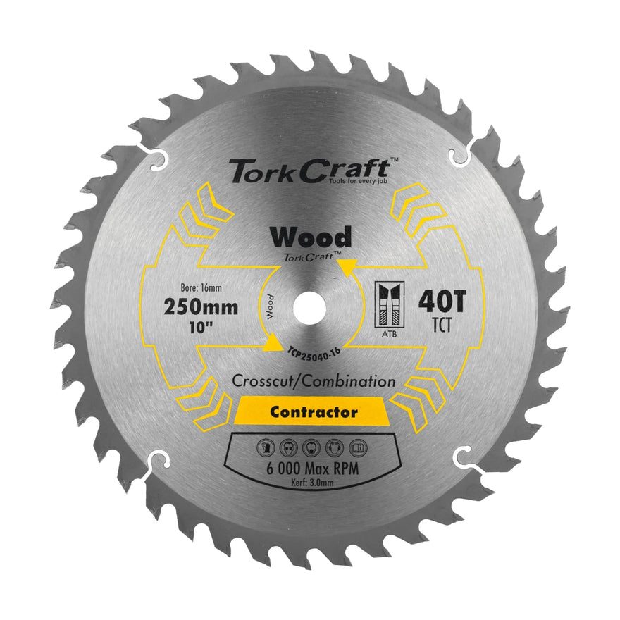 Tork Craft Blade Contractor 250 X 40t 16mm Circular Saw TCT - image 01
