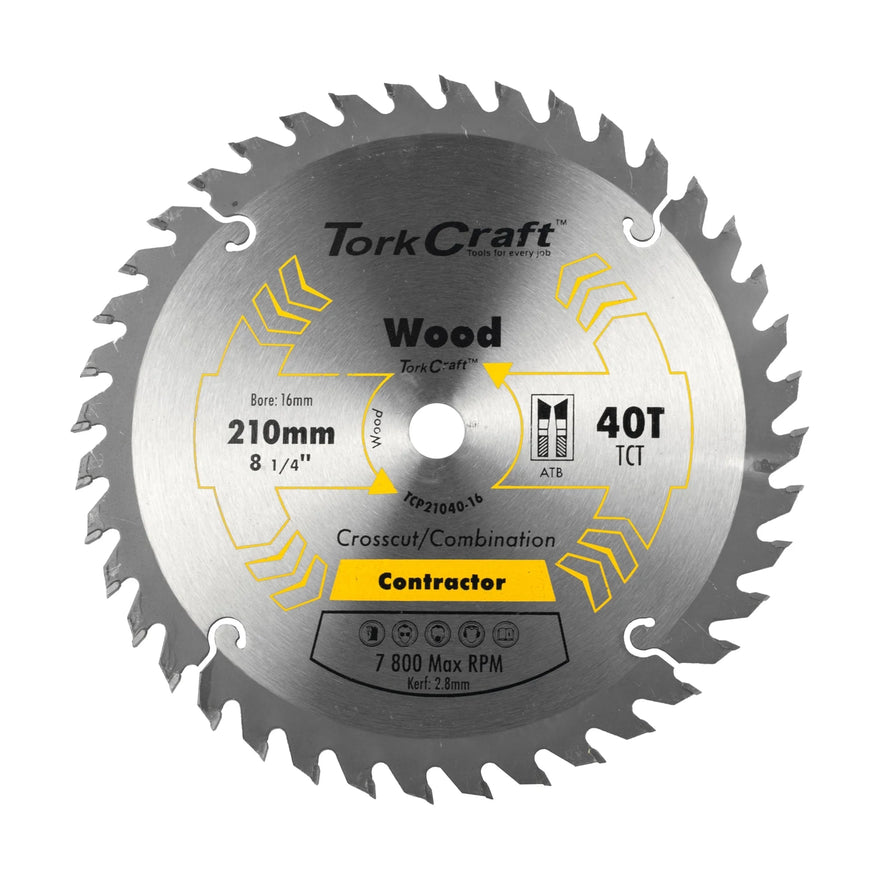Tork Craft Blade Contractor 210 X 40t-16mm Circular Saw TCT - image 01