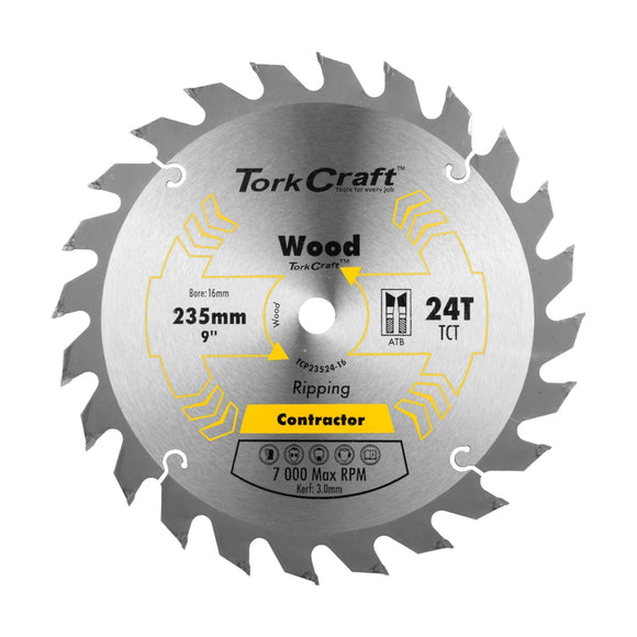 Tork Craft Blade Contractor 235 X 24t 16mm Circular Saw TCT - image 01