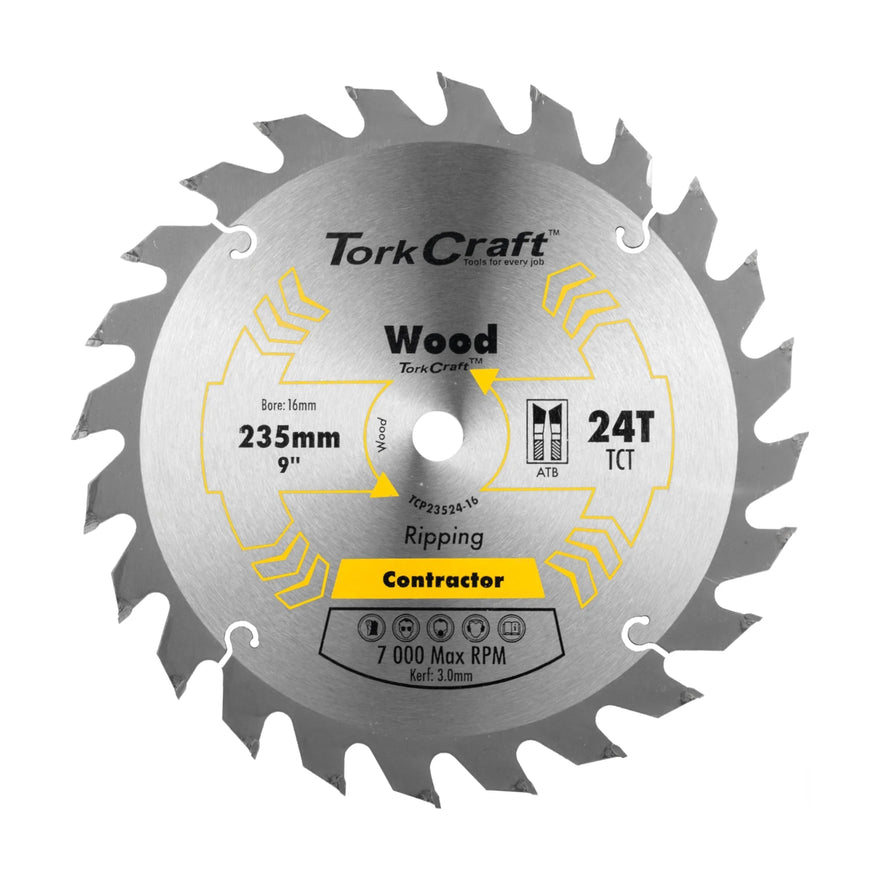 Tork Craft Blade Contractor 235 X 24t 16mm Circular Saw TCT - image 01