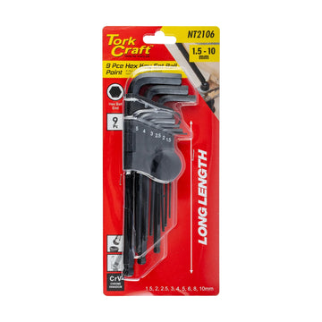 Tork Craft Hex Key Set 9pc Ball Point 1.5-10mm Cr-V - image 01