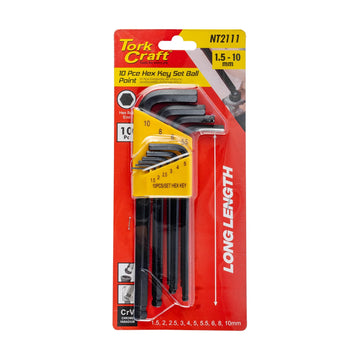 Tork Craft Hex Key Set 10pc Ball Point 1.5-10mm Cr-V - image 01