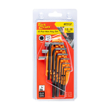 Tork Craft 10pc Hex Allen Key Set 1.5-10mm Cr-V - image 01