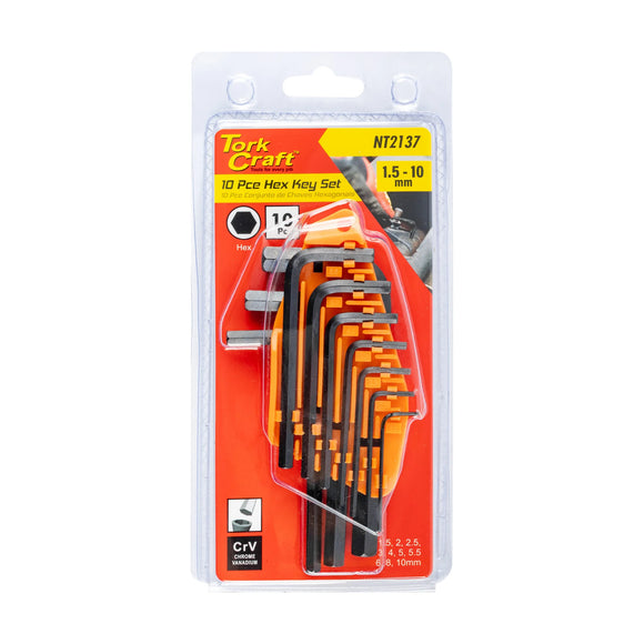 Tork Craft 10pc Hex Allen Key Set 1.5-10mm Cr-V - image 01