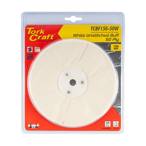Tork Craft White Buff/Mop Unstitched 150 X 50ply X 1/2' Hole - image 01