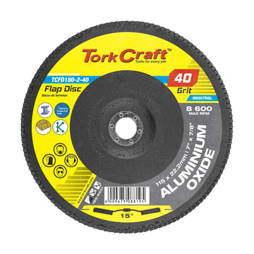 Tork Craft Flap Disc 180mm 15 Deg.angle 40 Grit A/O - image 01