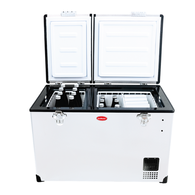 SnoMaster Portable Fridge/Freezer 66L Dual Compartment AC/DC S/Steel