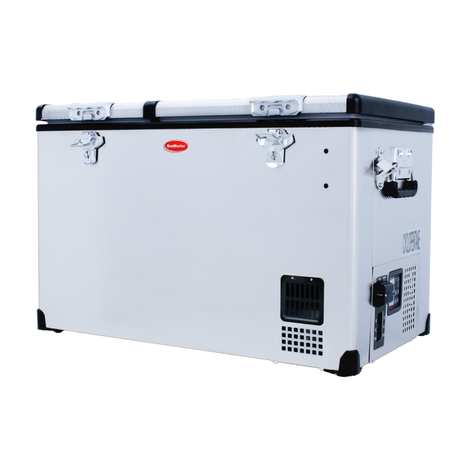 SnoMaster Portable Fridge/Freezer 66L Dual Compartment AC/DC S/Steel