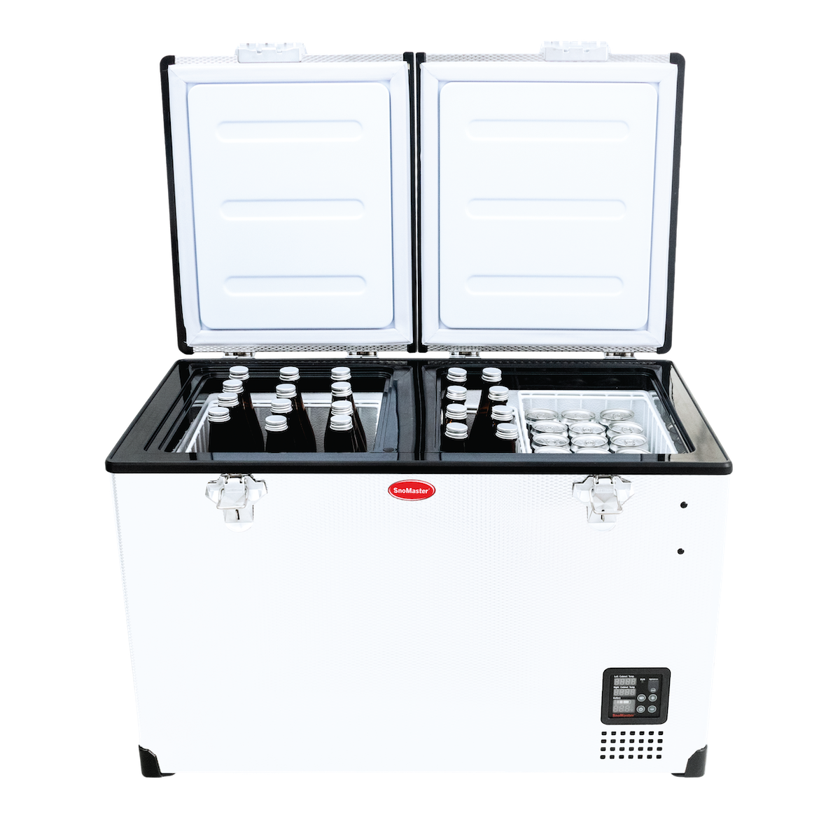 SnoMaster Portable Fridge/Freezer 81.5L Dual Compartment AC/DC S/Steel - 0
