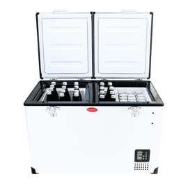 SnoMaster Portable Fridge/Freezer 81.5L Dual Compartment AC/DC S/Steel - 0