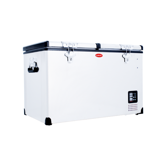 SnoMaster Portable Fridge/Freezer 81.5L Dual Compartment AC/DC S/Steel