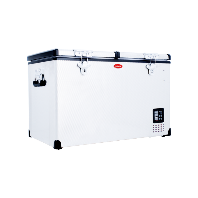 SnoMaster Portable Fridge/Freezer 81.5L Dual Compartment AC/DC S/Steel