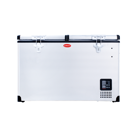 SnoMaster Portable Fridge/Freezer 81.5L Dual Compartment AC/DC S/Steel