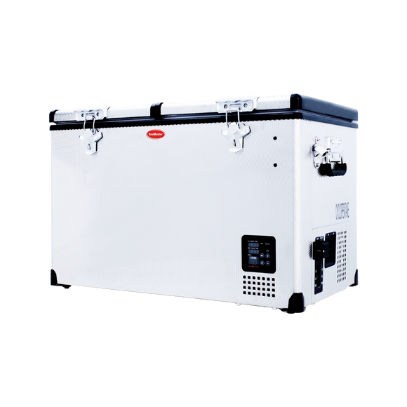 SnoMaster Portable Fridge/Freezer 81.5L Dual Compartment AC/DC S/Steel