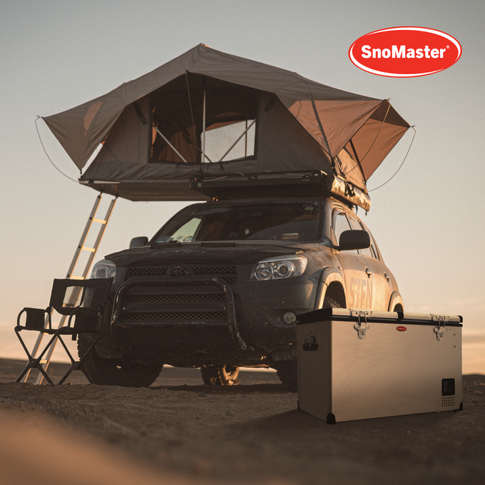 SnoMaster Portable Fridge/Freezer 81.5L Dual Compartment AC/DC S/Steel