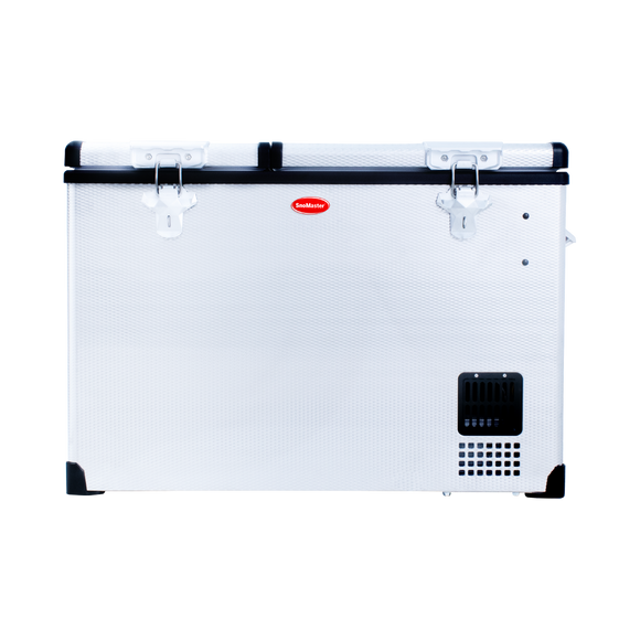 SnoMaster Portable Fridge/Freezer 56L Dual Compartment AC/DC S/Steel