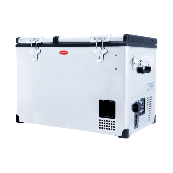 SnoMaster Portable Fridge/Freezer 56L Dual Compartment AC/DC S/Steel