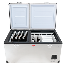 SnoMaster Portable Fridge/Freezer 92.5L Low Profile Dual Compartment AC/DC S/Steel - 0