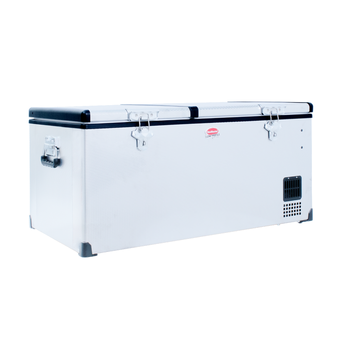 SnoMaster Portable Fridge/Freezer 92.5L Low Profile Dual Compartment AC/DC S/Steel