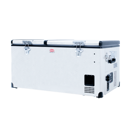 SnoMaster Portable Fridge/Freezer 92.5L Low Profile Dual Compartment AC/DC S/Steel