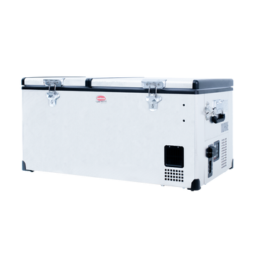 SnoMaster Portable Fridge/Freezer 92.5L Low Profile Dual Compartment AC/DC S/Steel