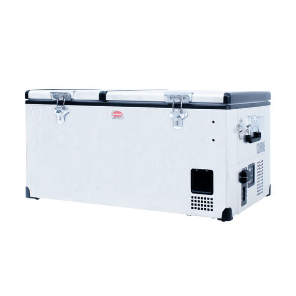 SnoMaster Portable Fridge/Freezer 92.5L Low Profile Dual Compartment AC/DC S/Steel