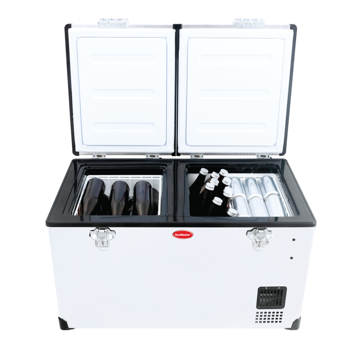 SnoMaster Portable Fridge/Freezer 66L Low Profile Dual Compartment AC/DC S/Steel - 0