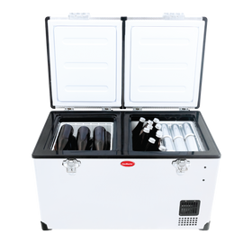 SnoMaster Portable Fridge/Freezer 66L Low Profile Dual Compartment AC/DC S/Steel - 0