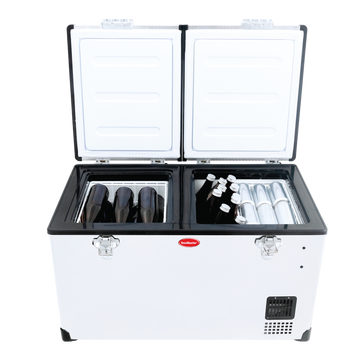 SnoMaster Portable Fridge/Freezer 66L Low Profile Dual Compartment AC/DC S/Steel - 0