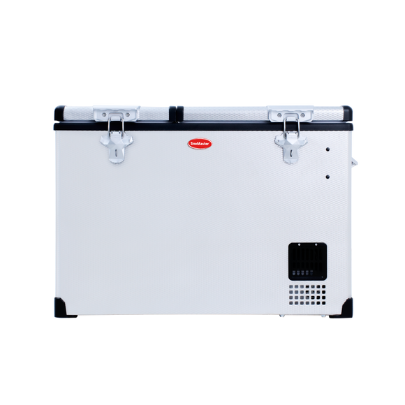 SnoMaster Portable Fridge/Freezer 66L Low Profile Dual Compartment AC/DC S/Steel