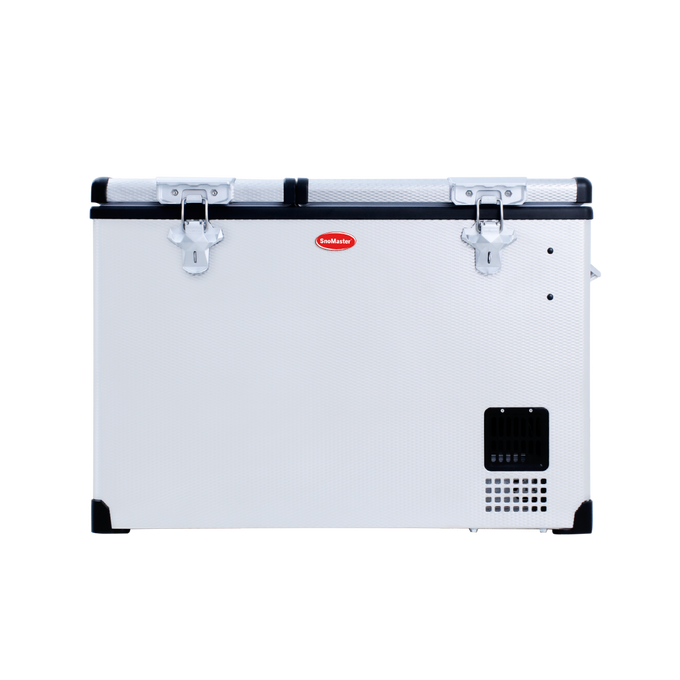 SnoMaster Portable Fridge/Freezer 66L Low Profile Dual Compartment AC/DC S/Steel