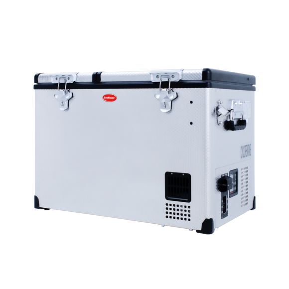 SnoMaster Portable Fridge/Freezer 66L Low Profile Dual Compartment AC/DC S/Steel
