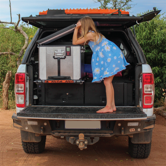 SnoMaster Portable Fridge/Freezer 66L Low Profile Dual Compartment AC/DC S/Steel