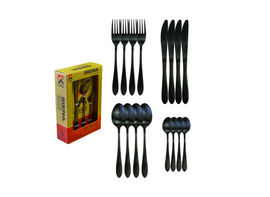 Casa Siena Cutlery Set, 16Pc, Matt Black