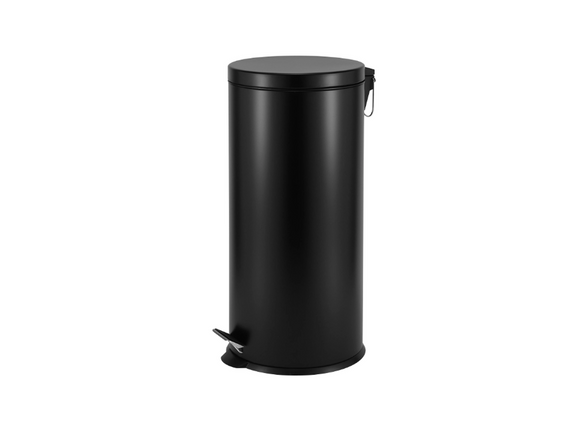 Casa 30L Step Bin Black Flat Lid, Soft Closing